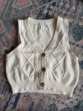 Sincerely Jules cable-knit crop sweater vest top XL